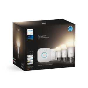 Philips Hue White Kit de inicio: 3 bombillas inteligentes E27 (1100) + regulador de intensidad