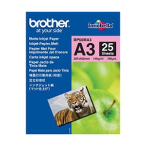 Brother BP60MA3 Inkjet Paper papel para impresora de inyección de tinta A3 (297x420 mm) Mate 25 hojas Blanco