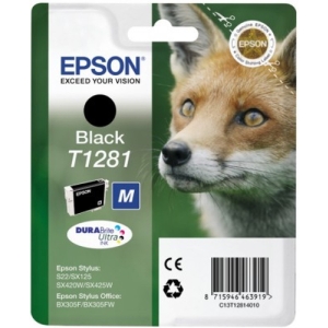 Epson Fox Singlepack Black T1281 DURABrite Ultra Ink Epson Fox Singlepack Black T1281 DURABrite Ultra Ink