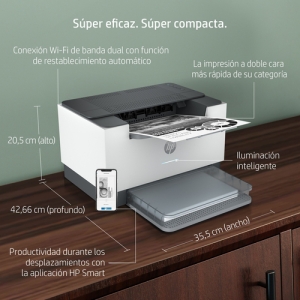 HP LaserJet Impresora M209dw, Blanco y negro, Impresora para Home y Home Office, Estampado, Impresión a doble cara; Tamaño compacto; Energéticamente eficiente; Wi-Fi de banda dual