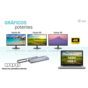 i-tec USB-C Metal Ergonomic 3x 4K Display Docking Station + Power Delivery 100 W