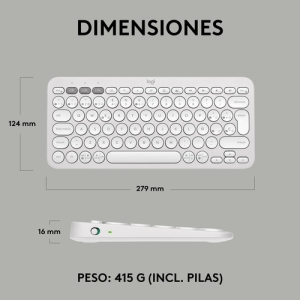 Logitech Pebble Keys 2 K380s teclado RF Wireless + Bluetooth QWERTY Español Blanco Logitech Pebble Keys 2 K380s teclado RF Wireless + Bluetooth QWERTY Español Blanco