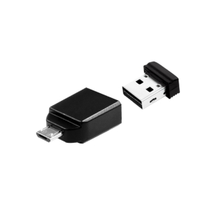 Verbatim Nano - Unidad USB de 32 GB con adaptador Micro USB - Negro