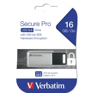 Verbatim Secure Pro - Unidad USB 3.0 de 16 GB - Plata Verbatim Secure Pro - Unidad USB 3.0 de 16 GB - Plata