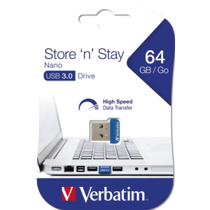 Verbatim Store 'n' Stay NANO - Unidad USB 3.0 de 64 GB - Azul