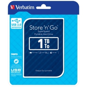 Verbatim Disco Duro Portátil Store 'n' Go USB 3.0 de 1 TB en color Azul