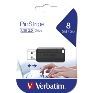 Verbatim PinStripe - Unidad USB de 8 GB - Negro