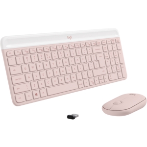 Logitech MK470 Slim Combo teclado Ratón incluido RF inalámbrico QWERTY Internacional de EE.UU. Rosa