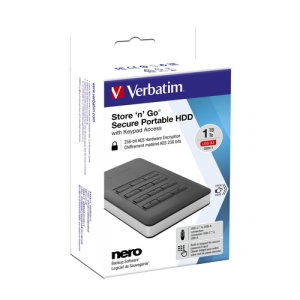Verbatim Disco duro portátil y seguro Store n Go de 1 TB con teclado