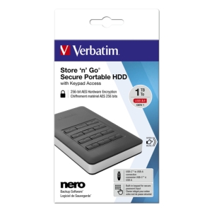 Verbatim Disco duro portátil y seguro Store n Go de 1 TB con teclado
