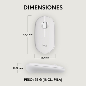 Logitech Pebble 2 M350s ratón Ambidextro RF Wireless + Bluetooth Óptico 4000 DPI