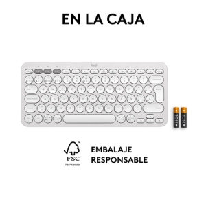 Logitech Pebble Keys 2 K380s teclado RF Wireless + Bluetooth QWERTY Español Blanco Logitech Pebble Keys 2 K380s teclado RF Wireless + Bluetooth QWERTY Español Blanco