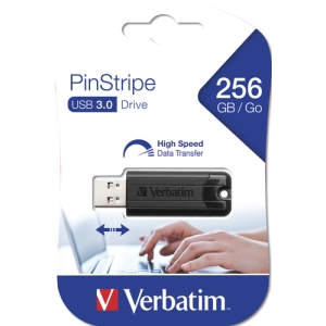 Verbatim PinStripe 3.0 - Unidad USB 3.0 de 256GB - Negro Verbatim PinStripe 3.0 - Unidad USB 3.0 de 256GB - Negro