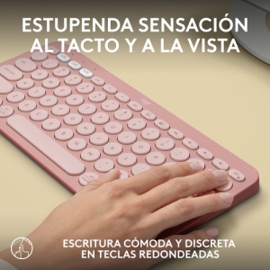 Logitech Pebble Keys 2 K380s teclado RF Wireless + Bluetooth QWERTY Español Rosa