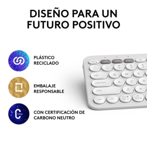 Logitech Pebble Keys 2 K380s teclado RF Wireless + Bluetooth QWERTY Español Blanco Logitech Pebble Keys 2 K380s teclado RF Wireless + Bluetooth QWERTY Español Blanco