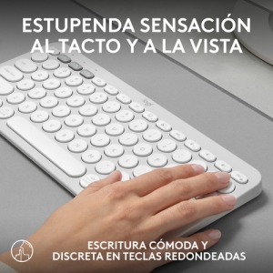 Logitech Pebble Keys 2 K380s teclado RF Wireless + Bluetooth QWERTY Español Blanco Logitech Pebble Keys 2 K380s teclado RF Wireless + Bluetooth QWERTY Español Blanco