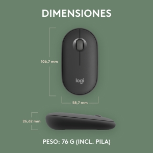Logitech Pebble 2 M350s ratón Ambidextro RF Wireless + Bluetooth Óptico 4000 DPI