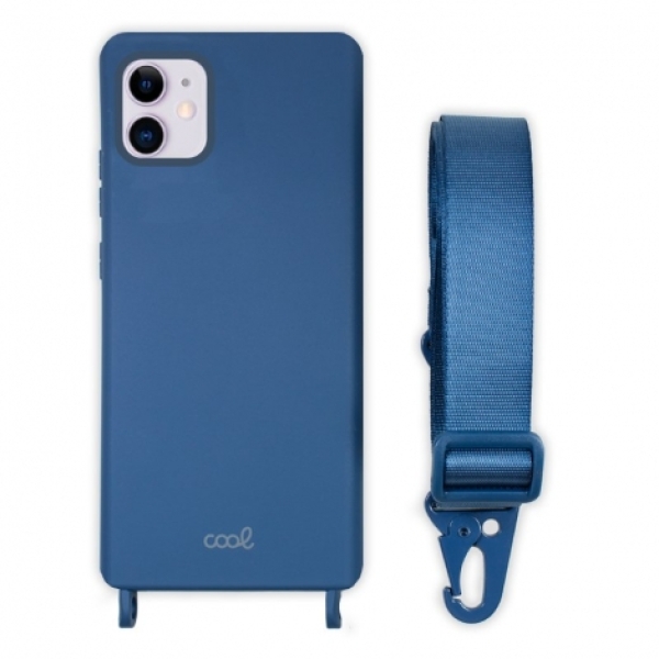 FUNDA MOVIL BACK COVER COOL SILICONA BLUE + CINTA BLUE PARA IPHONE 11