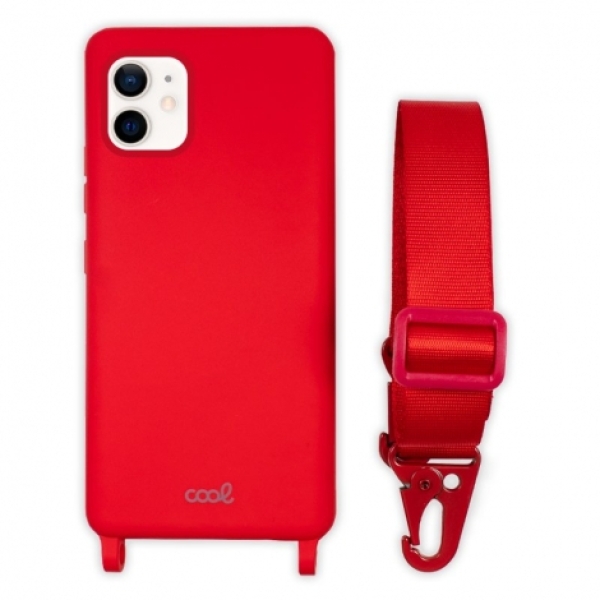 FUNDA MOVIL BACK COVER COOL SILICONA RED + CINTA RED PARA IPHONE 12 MINI