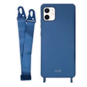 FUNDA MOVIL BACK COVER COOL SILICONA BLUE + CINTA BLUE PARA IPHONE 12 MINI