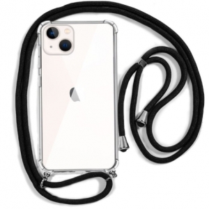 FUNDA MOVIL BACK COVER COOL SILICONA TRANSPARENTE + CORDON BLACK PARA IPHONE 13 MINI