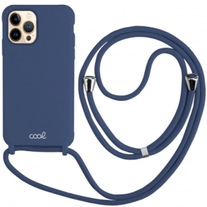 FUNDA MOVIL BACK COVER COOL SILICONA BLUE + CORDON BLUE PARA IPHONE 13 PRO MAX