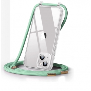 FUNDA MOVIL BACK COVER HT SILICONA TRANSPARENTE + CORDON GREEN PARA IPHONE 13