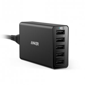 CARGADOR USB ANKER 5 PUERTOS BLACK PARA CASA