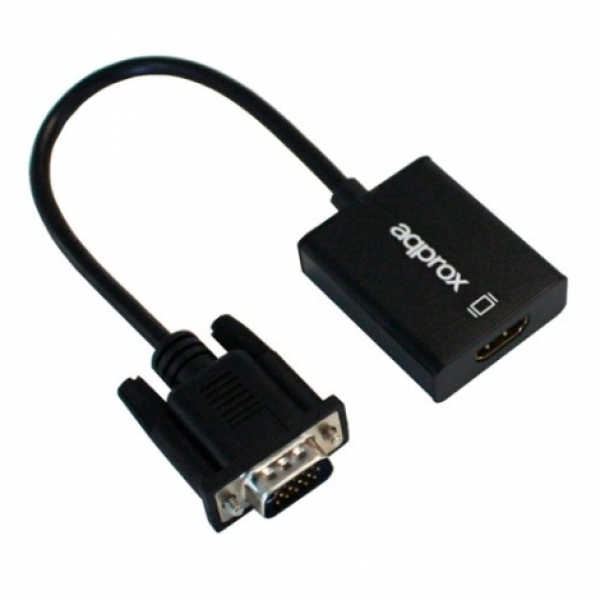 CONVERSOR APPROX VGA MACHO A HDMI HEMBRA 1080 CON AUDIO