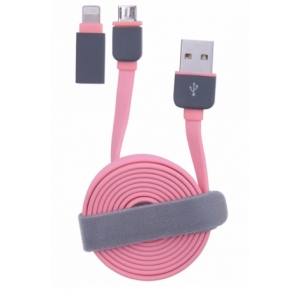 CABLE KABLEX USB MACHO / MICRO USB B MACHO 1M PINK + ADAPTADOR LIGHTNING
