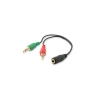 ADAPTADOR KABLEX AUDIO JACK 3.5MM HEMBRA 4P / 2X JACK 3.5MM MACHO