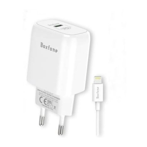 CARGADOR USB-C BOXFONE 20W WHITE + CABLE USB-C LIGHTNING