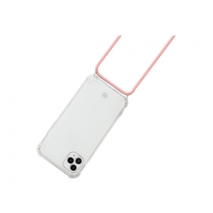 FUNDA MOVIL BACK COVER CELLY SILICONA TRANSPARENTE + CORDON PINK PARA IPHONE 11 PRO MAX