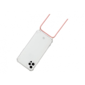 FUNDA MOVIL BACK COVER CELLY SILICONA TRANSPARENTE + CORDON PINK PARA IPHONE 12 PRO MAX