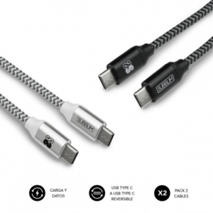 CABLE SUBBLIM USB-C MACHO / USB-C MACHO 1M BLACK / SILVER PACK 2U
