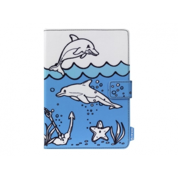 FUNDA TABLET TECH AIR DOODLE DOLPHINS 7" COLOREABLE + 3 ROTULADORES