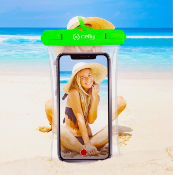 FUNDA MOVIL CELLY TOUCHBAG WATERPROOF HASTA 7" GREEN