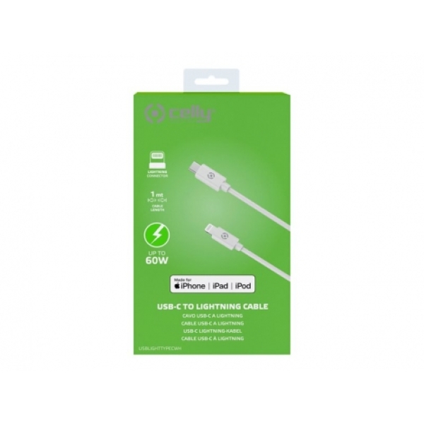 CABLE TIPO C A LIGHTNING 1M BLANCO