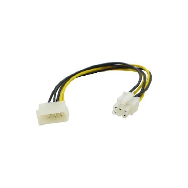 ADAPTADOR KABLEX FUENTE DE ALIMENTACION MOLEX 4P MACHO / MOLEX PCIE 6P HEMBRA