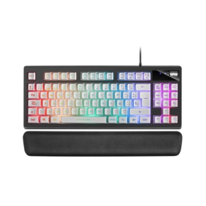 Mars Gaming MKAXWES Teclado Compacto TKL H-Mech Iluminación RGB 9 Efectos Reposamuñecas Gel Blanco Idioma Español