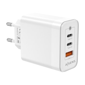 AISENS Cargador Gan 65W, 2xUSB-C PD3.0 QC4.0, 1xUSB-A QC3.0, Blanco 1xUSB-A QC3.0