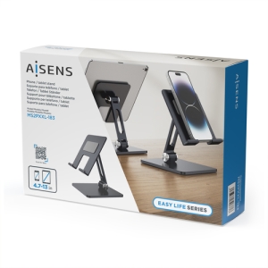 AISENS Soporte de Sobremesa Tamaño XXL Ajustable (2 Pivotes) para Movil / Tablet, Gris AISENS Soporte de Sobremesa Tamaño XXL Ajustable (2 Pivotes) para Movil / Tablet, Gris