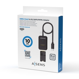 AISENS USB-C Dock M.2 (NGFF) ASUC-M2D011-BK SATA/NVMe A USB3.1 Gen2, Negra AISENS USB-C Dock M.2 (NGFF) ASUC-M2D011-BK SATA/NVMe A USB3.1 Gen2, Negra