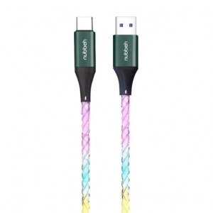CABLE NUBBEH USB MACHO / USB-C MACHO 3A 1M TRENZADO LIGHT LED
