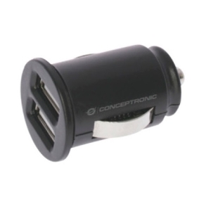 CARGADOR USB CONCEPTRONIC 5V 2XUSB 2.4A BLACK PARA COCHE BULK