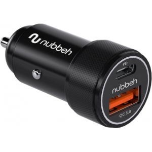 CARGADOR USB NUBBEH SIROCO DUAL 30W USB + USB-C BLACK PARA COCHE