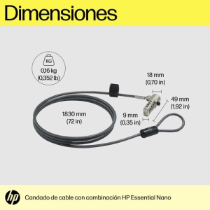 HP Bloqueo de cable esencial con combinación Nano