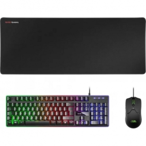 Mars Gaming MCPXBES Combo Teclado H-Mech FRGB Ratón Ultraligero 10000DPI y Alfombrilla XXL Negro Idioma Español