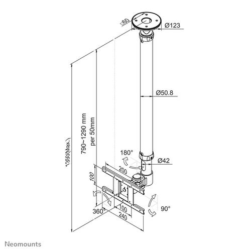 Neomounts by Newstar Soporte de techo para TV Neomounts by Newstar Soporte de techo para TV - Imagen 3