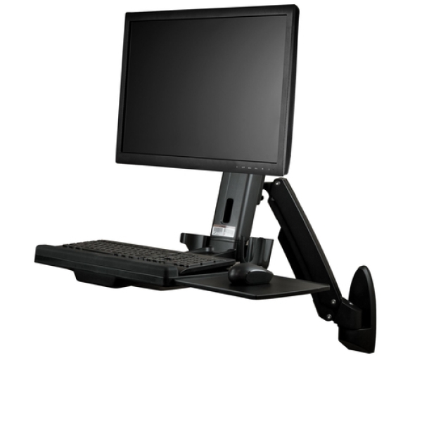 StarTech.com Estación de Trabajo de Pie y Sentado para Montaje en Pared - Para Un Monitor de hasta 24 Pulgadas - Escritorio Ergonómico